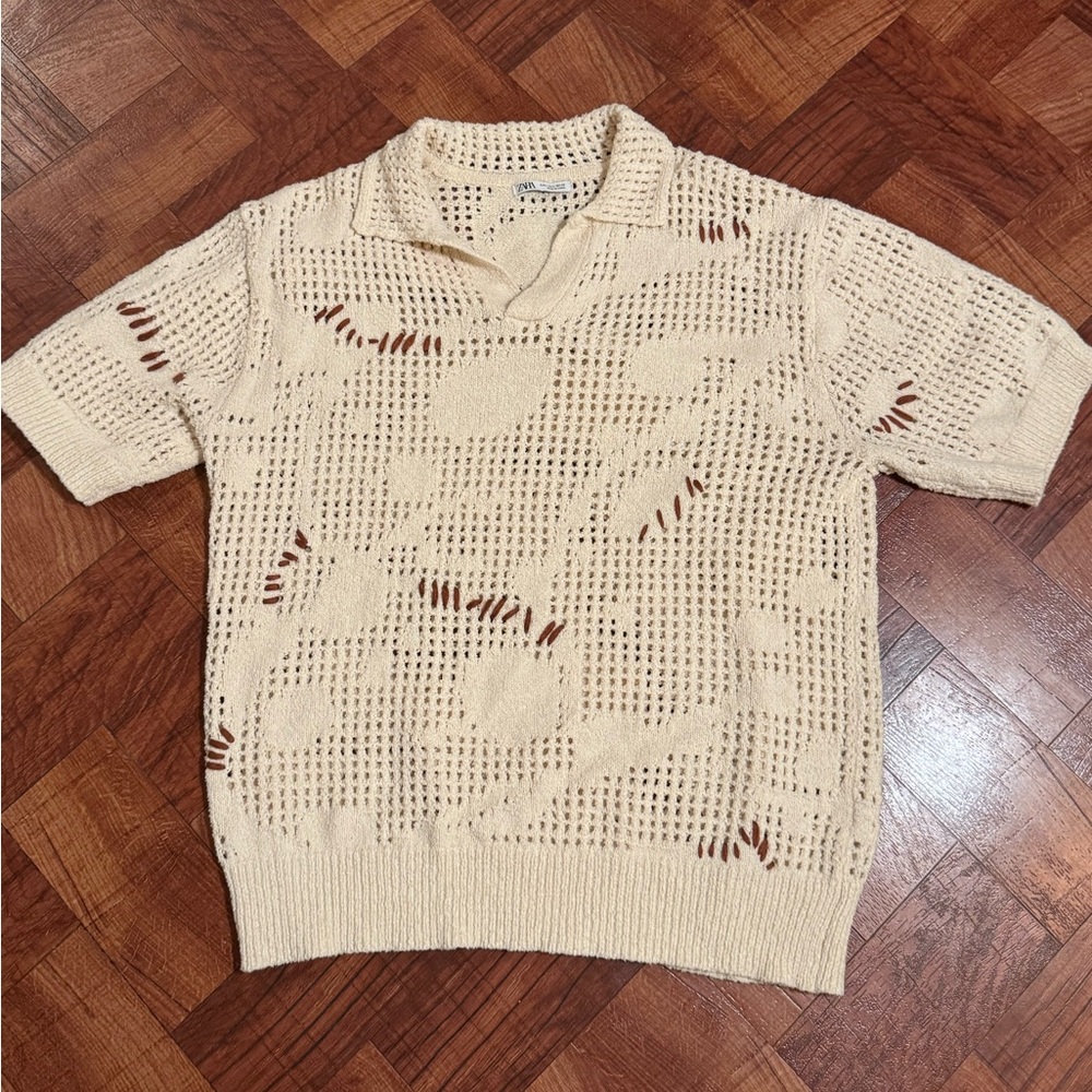 Zara Cream Knit Men's Shirt